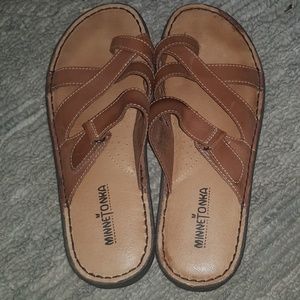 Minnetonka brown leather sandals